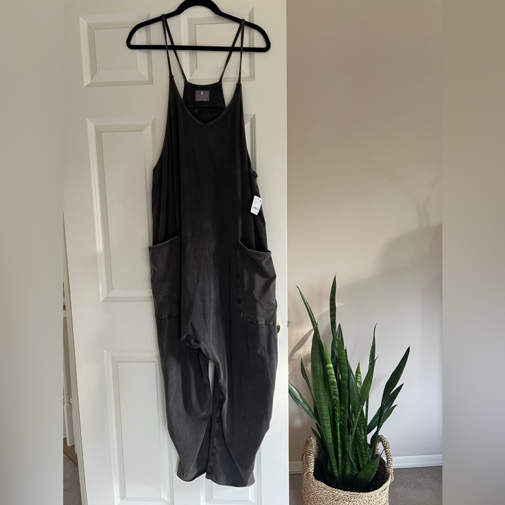 NWT Free people hot shot onesie washed black jumper